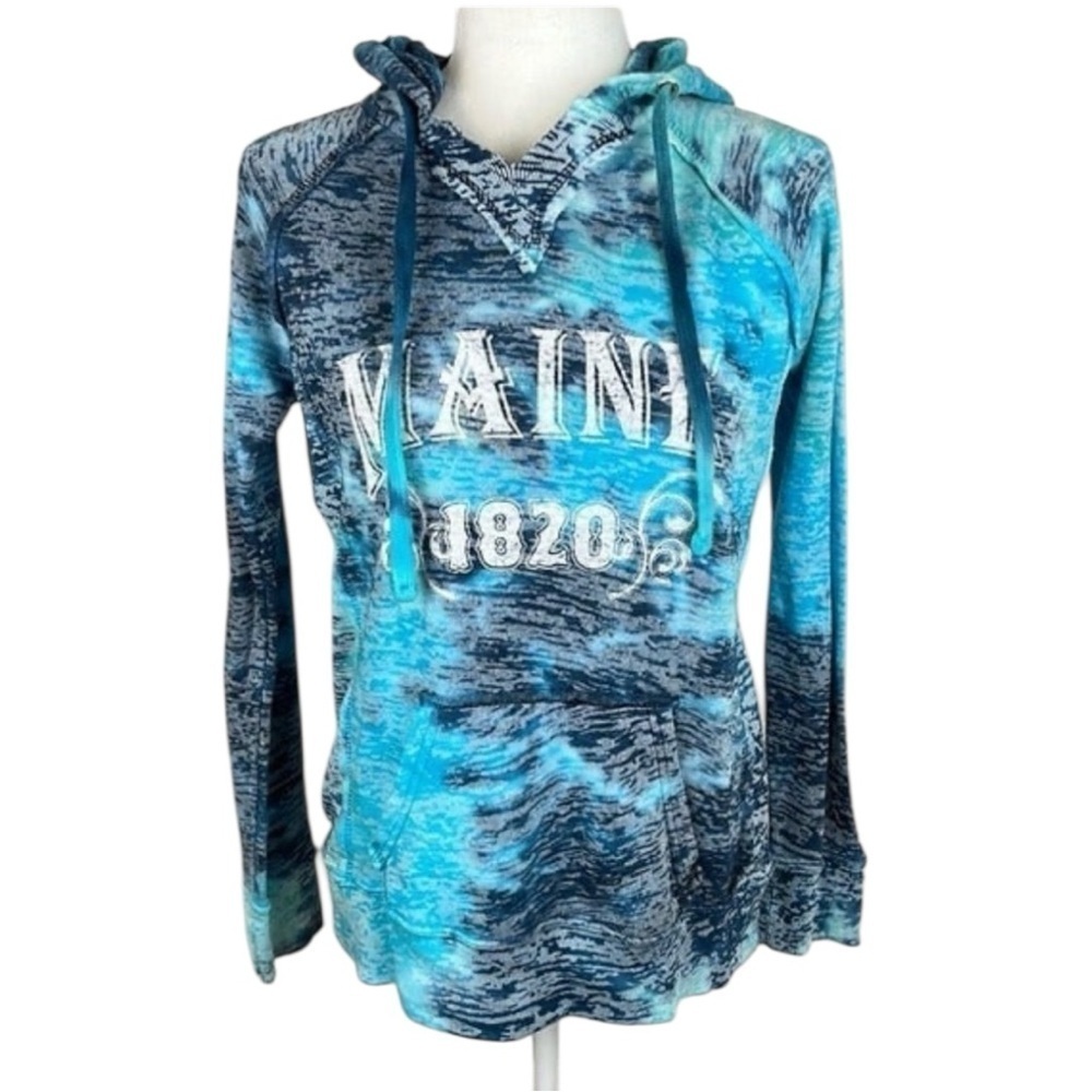 Blue Tie Dye "Maine" Hoodie Size S